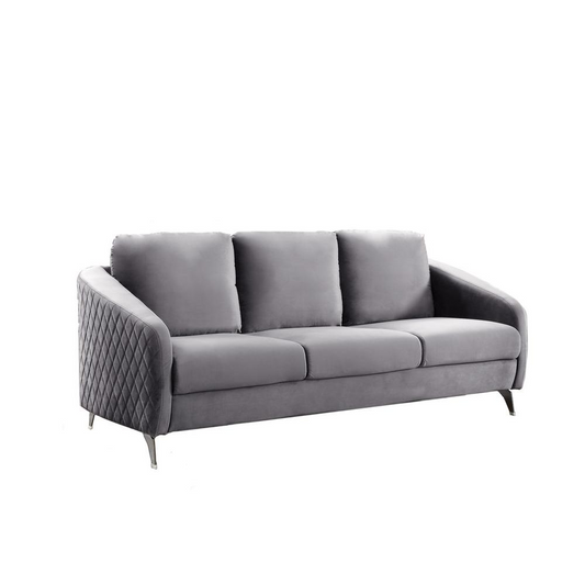 Sofia Gray Velvet Modern Chic Sofa Couch