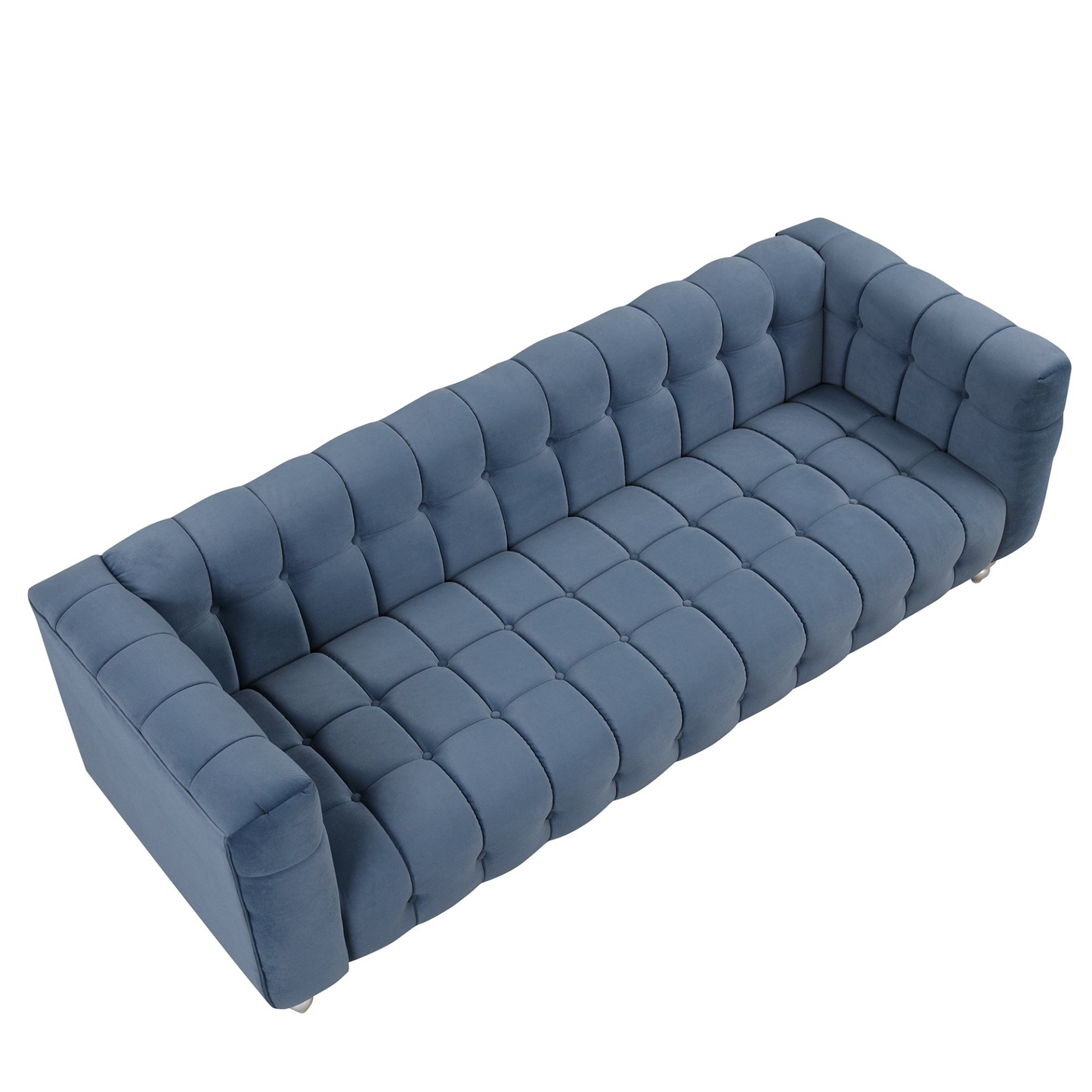 89" Modern Sofa Dutch Fluff Upholstered sofa with solid wood legs, buttoned tufted backrest,blue