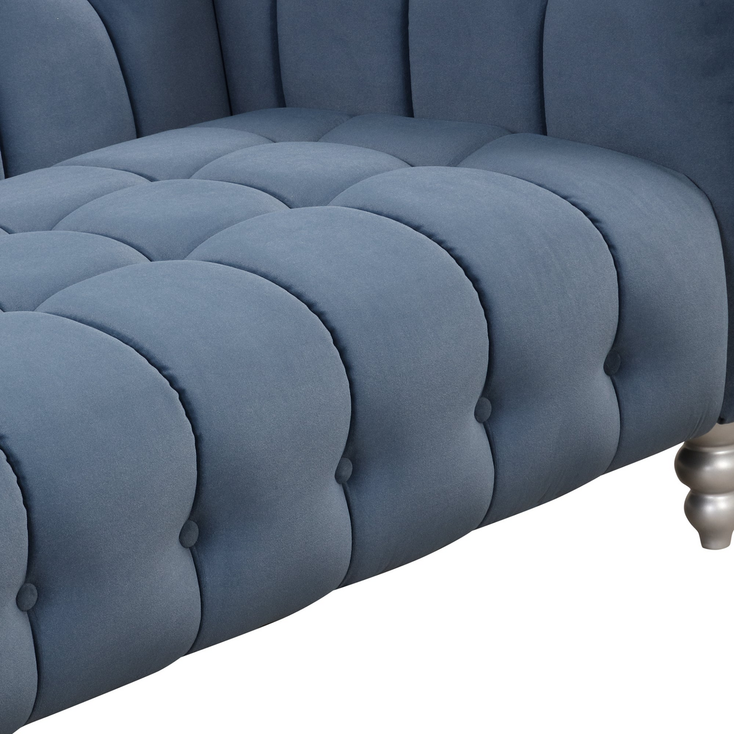 89" Modern Sofa Dutch Fluff Upholstered sofa with solid wood legs, buttoned tufted backrest,blue